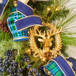 Online The Jolly Christmas Shop Raz 6" Gold Deer With Wreath Emblem Christmas Ornament 4438857
