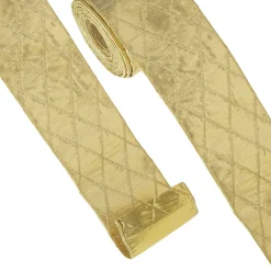 Best The Jolly Christmas Shop Raz 4" Gold Diamond Patterned Wired Christmas Ribbon R4371770