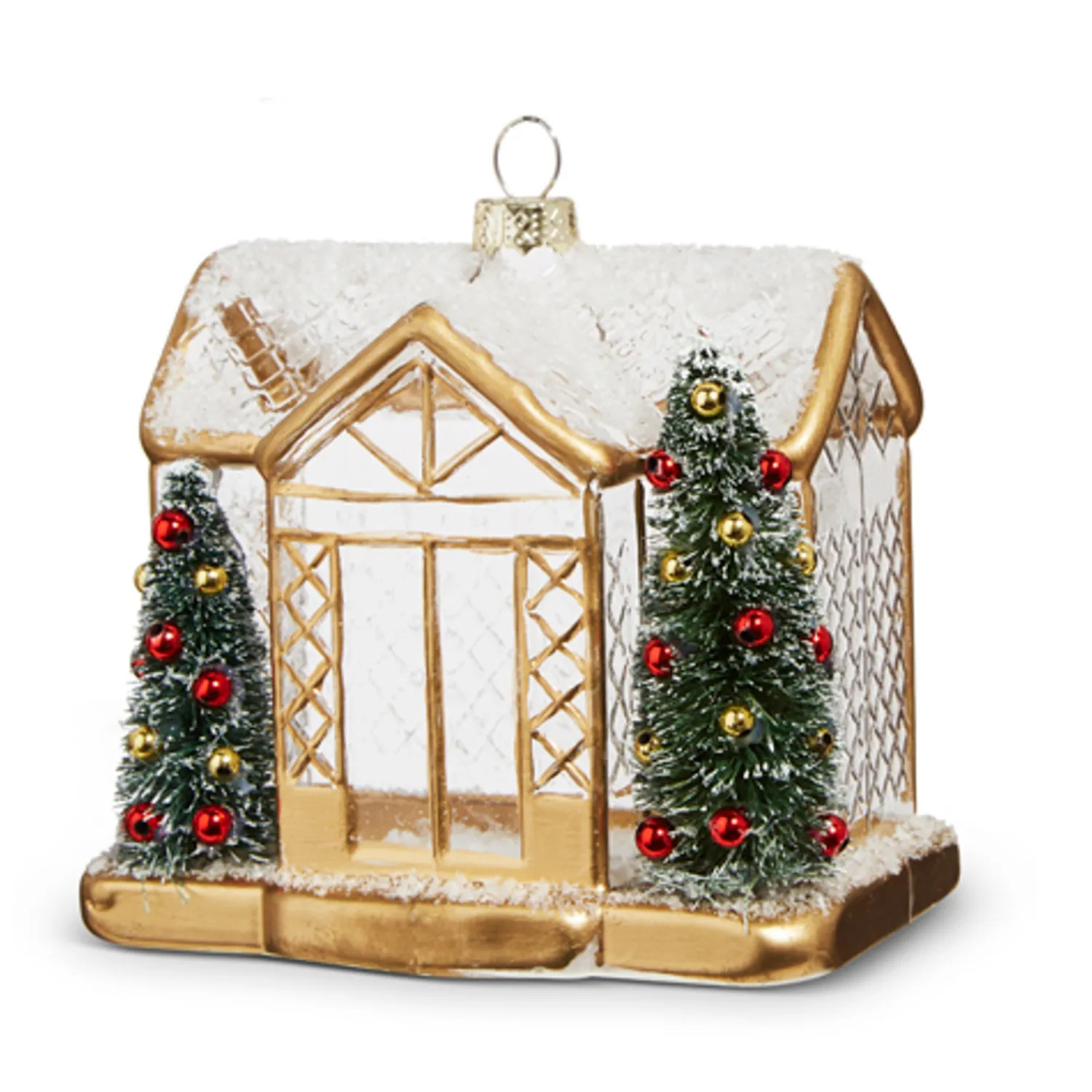 Hot The Jolly Christmas Shop Raz 4.5" Gold House Glass Christmas Ornament 4324585