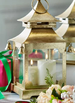 Sale The Jolly Christmas Shop Raz 16" Gold Metal Pagoda Christmas Lantern X4317012