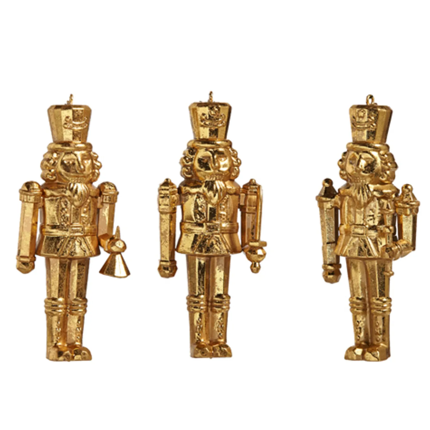 New The Jolly Christmas Shop Raz 5" Gold Nutcracker Christmas Ornament Set Of 3 4438873