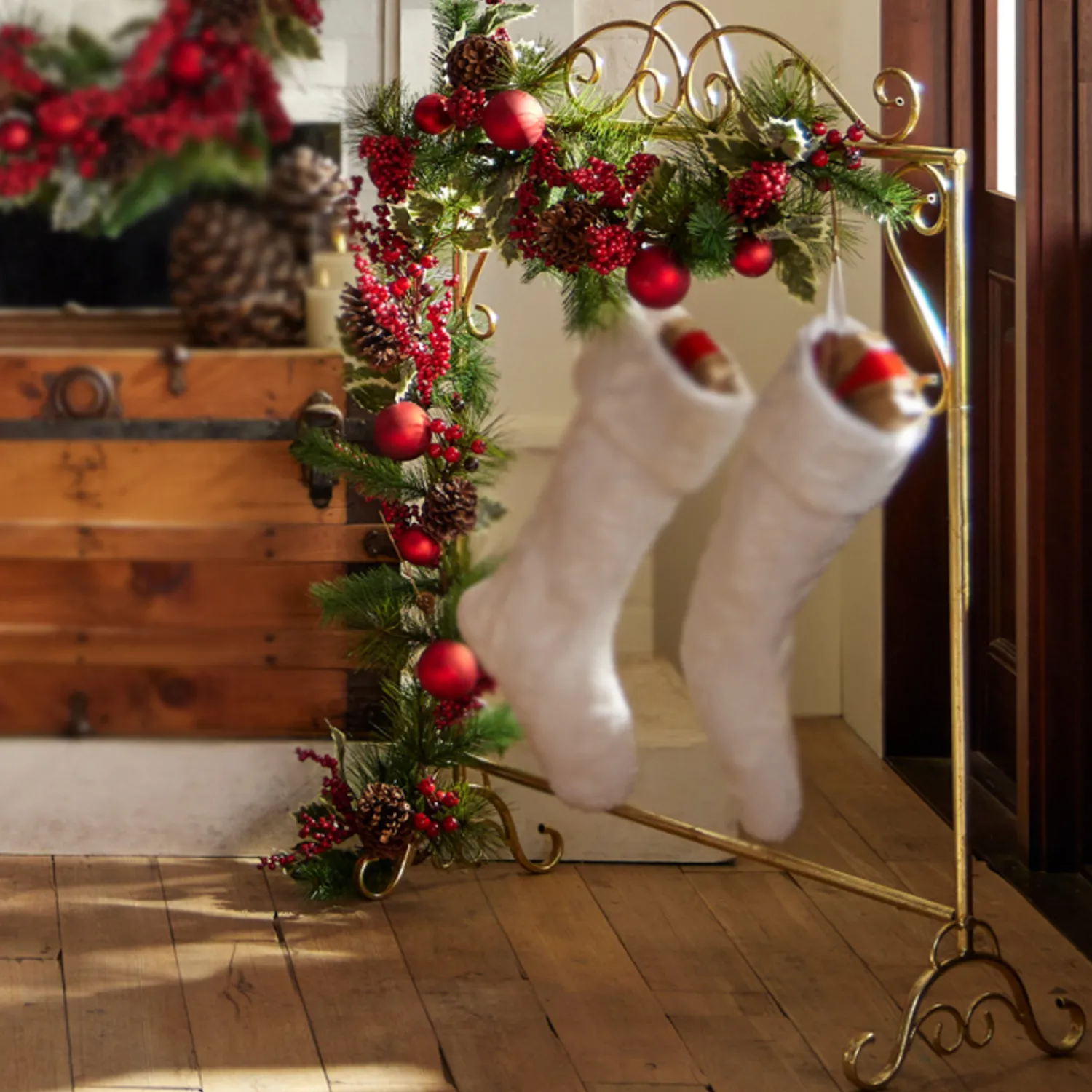 Clearance The Jolly Christmas Shop Raz 42.5" Gold Scrollwork Stocking Holder Stand 4317036