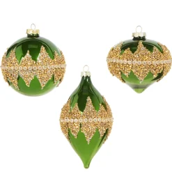 Hot The Jolly Christmas Shop Raz 4" Green Beaded Glass Christmas Ornament 4322800