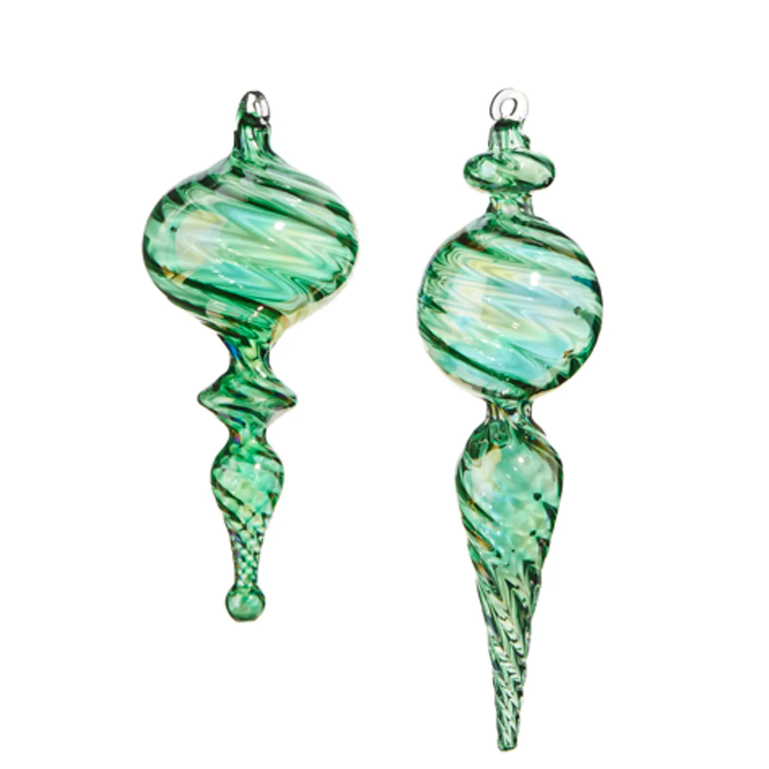 Hot The Jolly Christmas Shop Raz 9" Green Blown Finial Glass Christmas Ornament 4324515