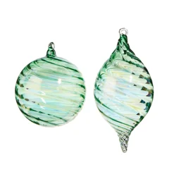 New The Jolly Christmas Shop Raz 5" Green Blown Glass Christmas Ornament 4324513