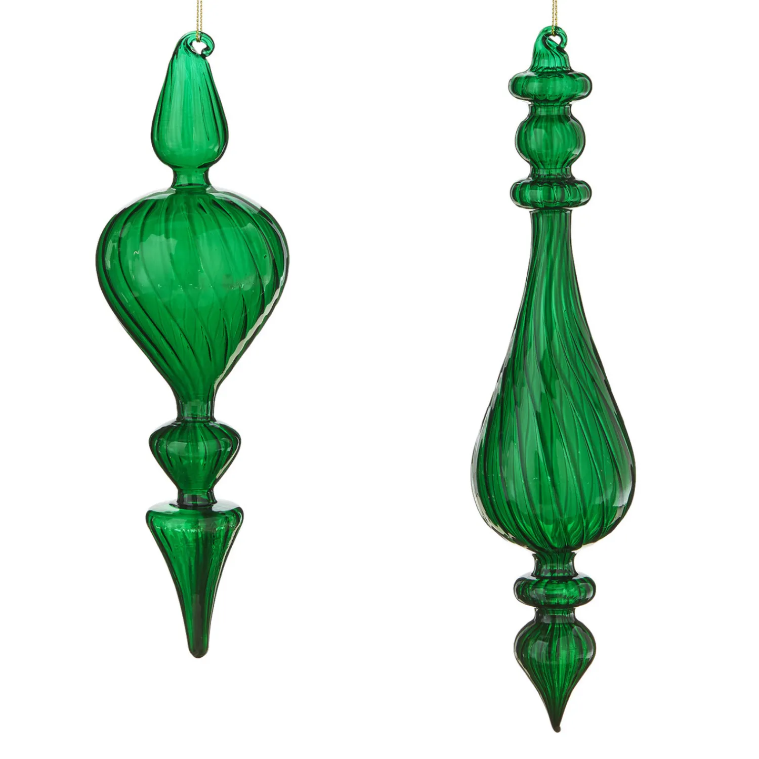 The Jolly Christmas Shop Raz 11.25" Green Finial Glass Christmas Ornament 4122879