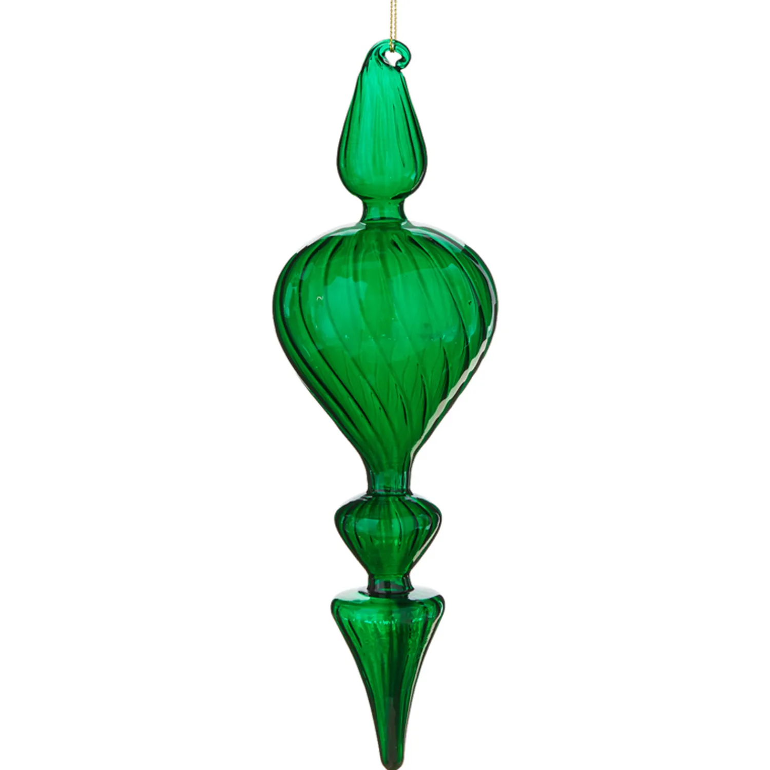 The Jolly Christmas Shop Raz 11.25" Green Finial Glass Christmas Ornament 4122879