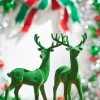 New The Jolly Christmas Shop Raz 13" Green Flocked Deer Figures Set Of 2 4432755