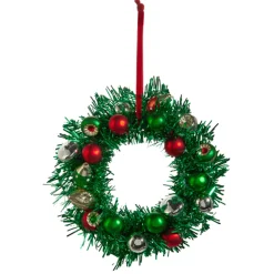 Outlet The Jolly Christmas Shop Raz 8" Green Tinsel Ball Wreath Christmas Ornament 4419054