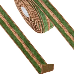 Clearance The Jolly Christmas Shop Raz 1.5" Green Velvet Christmas Ribbon With Gold Jewels R4227719