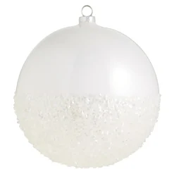 New The Jolly Christmas Shop Raz 6" Half Glittered Ball Glass Christmas Ornament 4324502