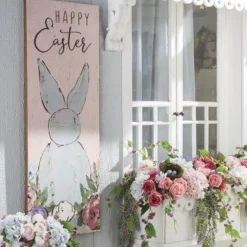 Clearance The Jolly Christmas Shop Raz 47.5" Happy Easter Bunny Porch Sign 4327989