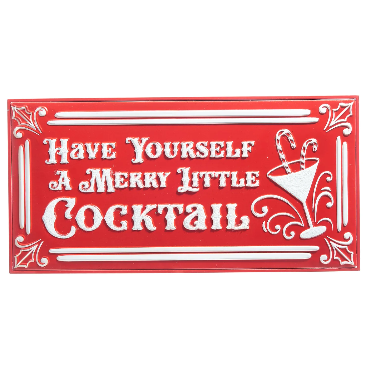 Sale The Jolly Christmas Shop Raz 19.5" Have Yourself A Merry Little Cocktail Metal Christmas Sign 4359004