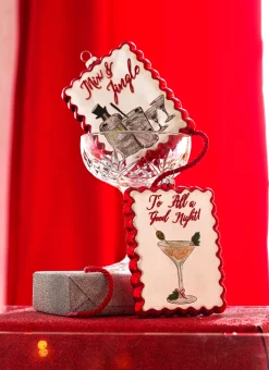 Hot The Jolly Christmas Shop Raz 5" Holiday Cocktails Scalloped Edge Glass Christmas Ornament 4324575