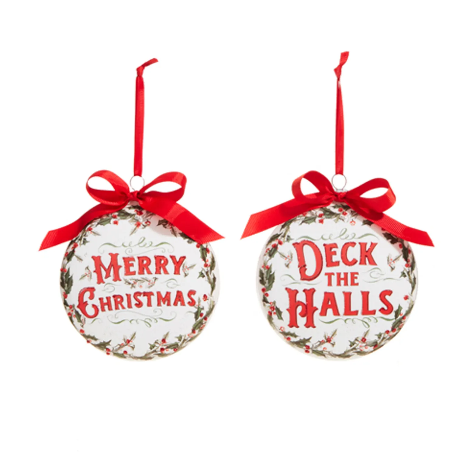 Clearance The Jolly Christmas Shop Raz 5" Holiday Greetings Disc Glass Christmas Ornament 4324605