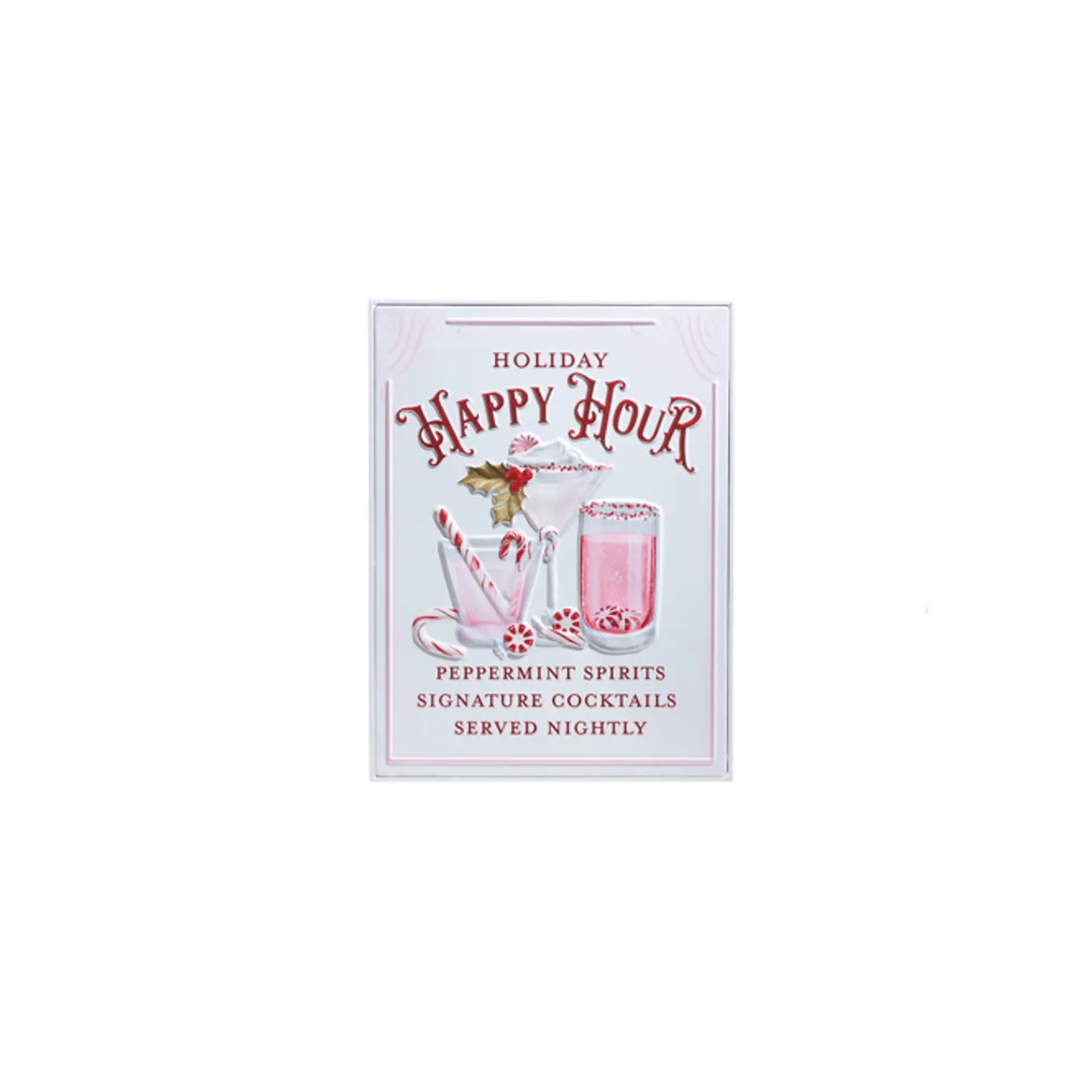 Hot The Jolly Christmas Shop Raz 18" Holiday Refreshments Christmas Cocktails Or Hot Cocoa Metal Embossed Sign 4359013