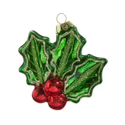 Best The Jolly Christmas Shop Raz 3.5" Holly Berry Glass Christmas Ornament 4422971