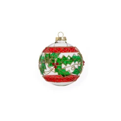 New The Jolly Christmas Shop Raz 4" Holly Clear Glass Christmas Ornament 4412518
