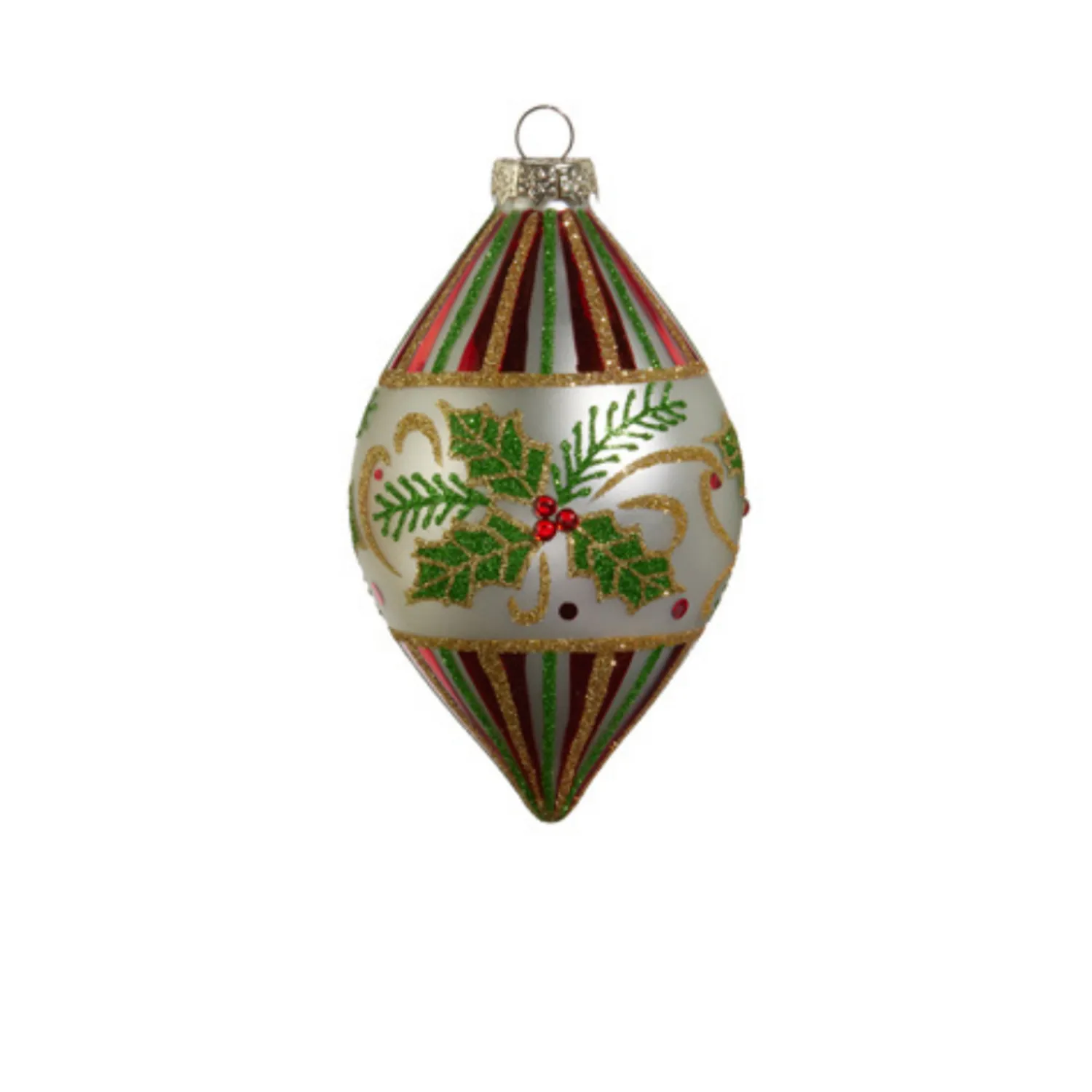Hot The Jolly Christmas Shop Raz 4" Holly Leaf Glass Christmas Ornament 4424547