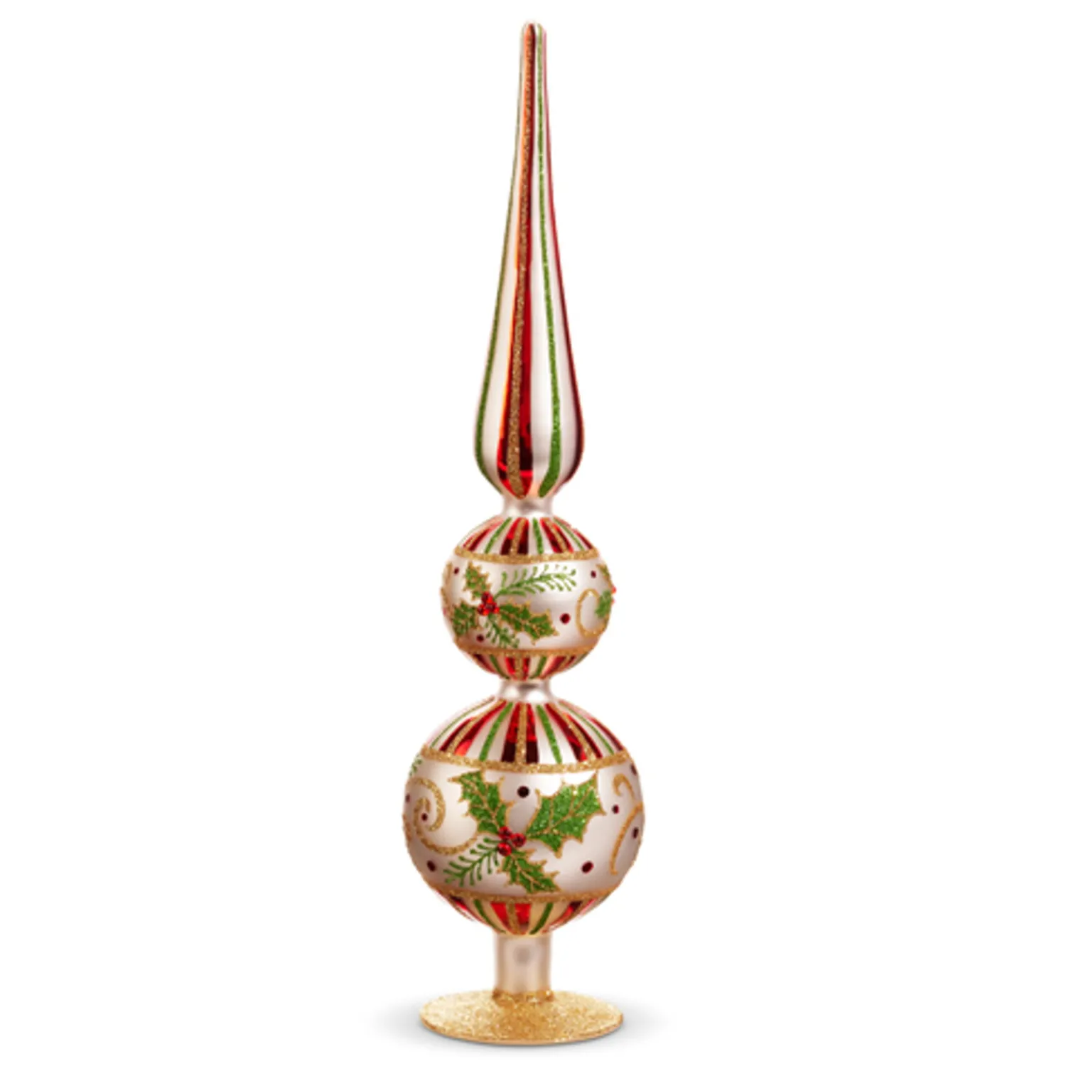 Discount The Jolly Christmas Shop Raz 16.5" Holly Leaf Glass Christmas Finial Decoration 4424546