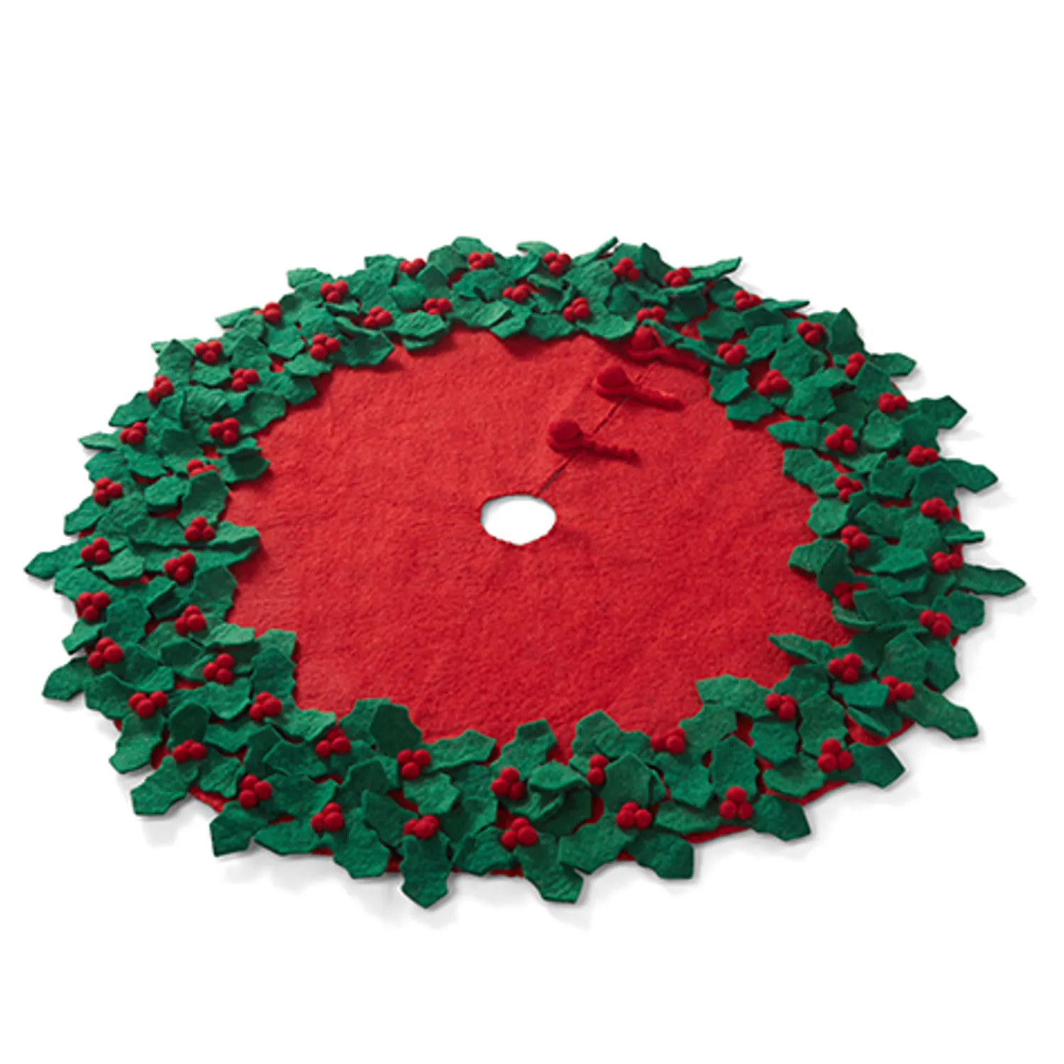 Hot The Jolly Christmas Shop Raz 34" Holly Tree Christmas Tree Skirt 4371825