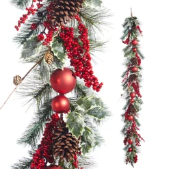 Outlet The Jolly Christmas Shop Raz 6' Iced Berry And Ornament Christmas Garland G4302481