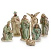 Sale The Jolly Christmas Shop Raz 12" Ivory And Teal Christmas Nativity Scene 7 Piece Set 4457620