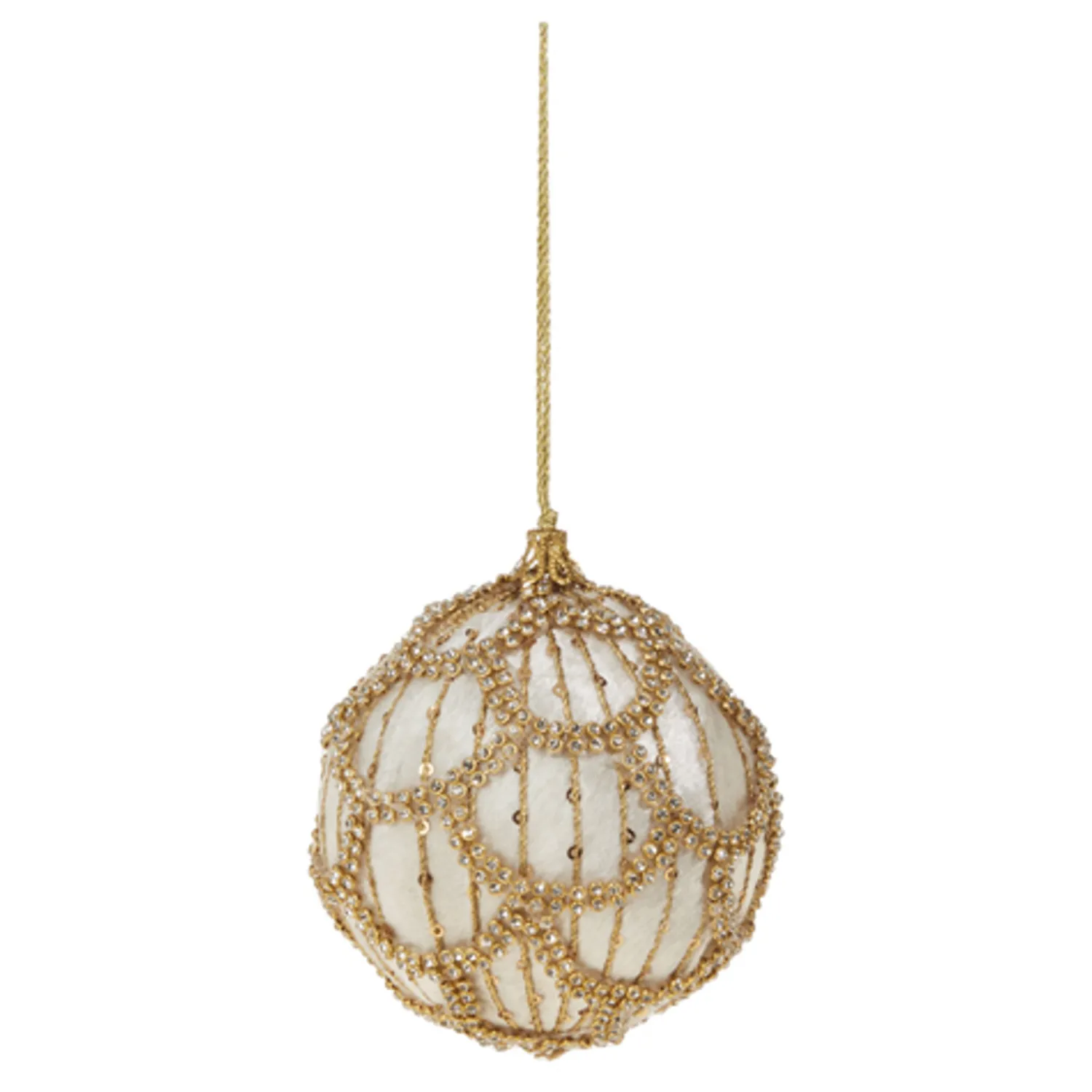 Sale The Jolly Christmas Shop Raz 4" Ivory Jeweled Velvet Ball Christmas Ornament 4327300