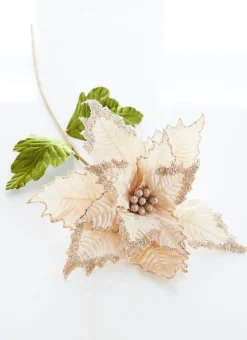 Sale The Jolly Christmas Shop Raz 27" Ivory Velvet Poinsettia Stem Christmas Tree Pick F4306735