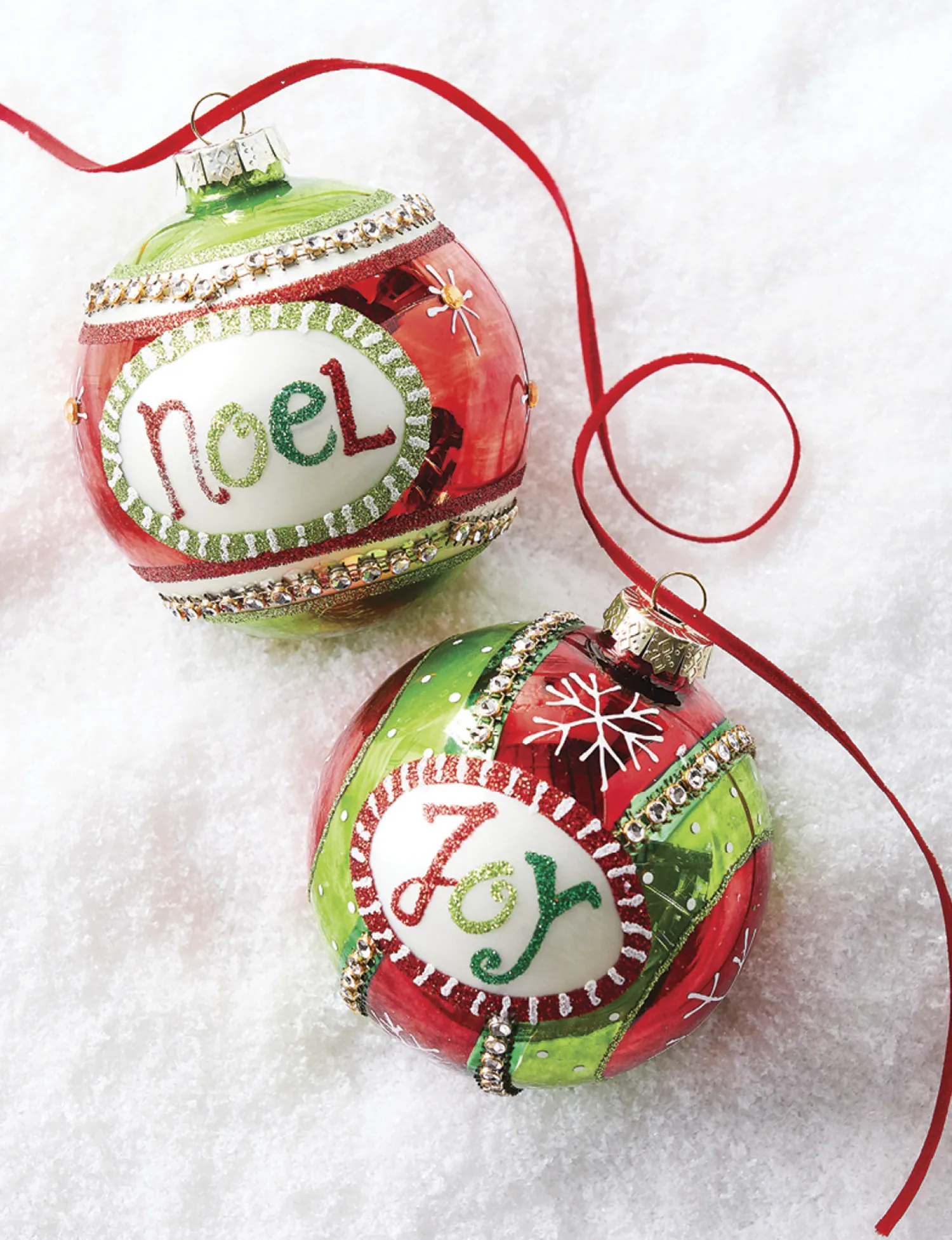 New The Jolly Christmas Shop Raz 4" Joy Or Noel Glass Ball Christmas Ornament 4112513