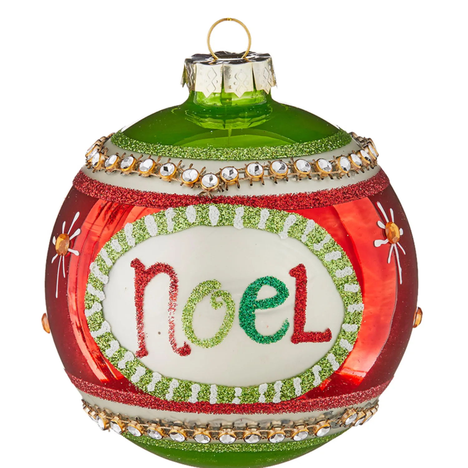 New The Jolly Christmas Shop Raz 4" Joy Or Noel Glass Ball Christmas Ornament 4112513
