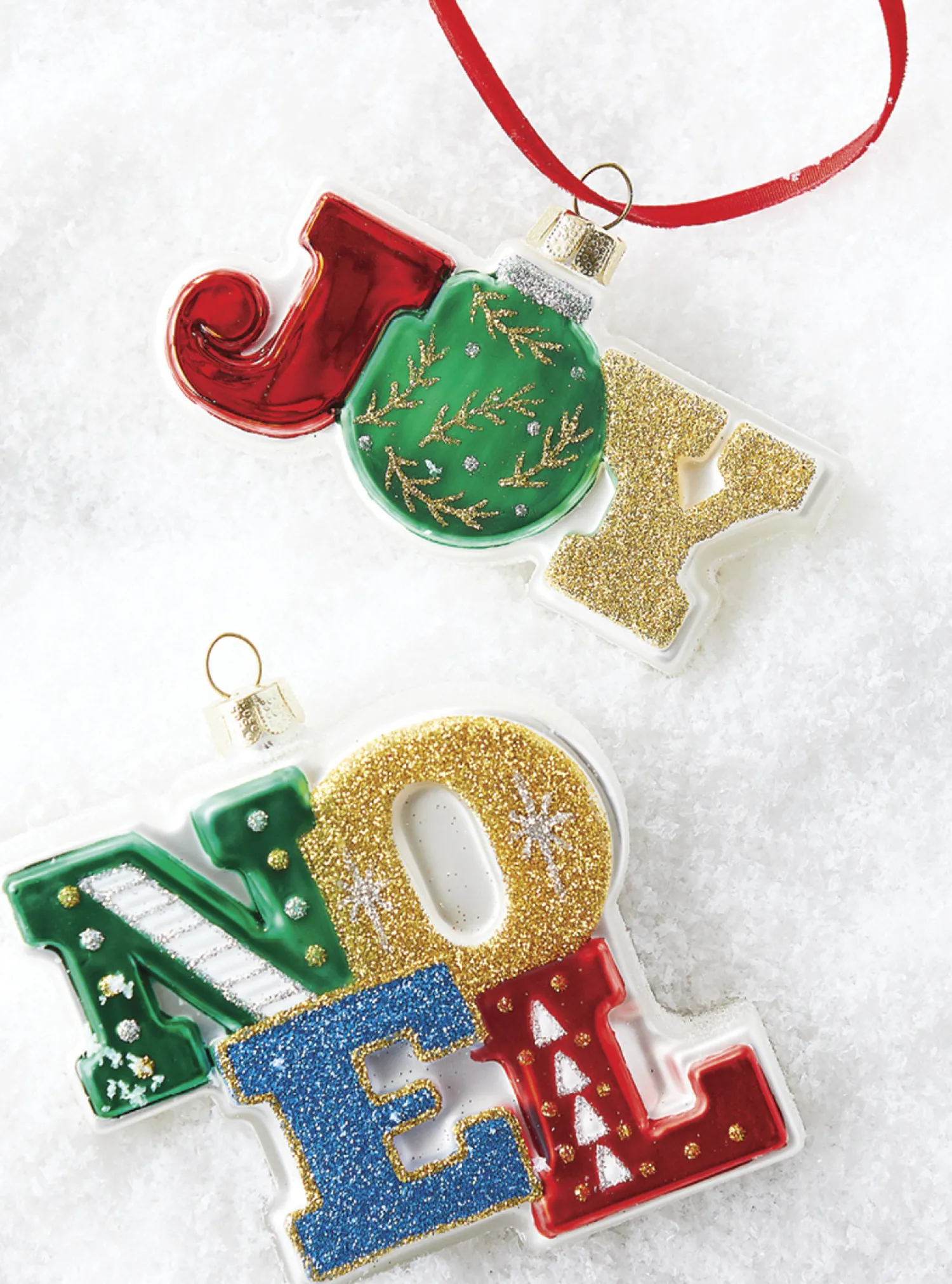 Clearance The Jolly Christmas Shop Raz 4" Joy Or Noel Glass Christmas Ornament 4152904