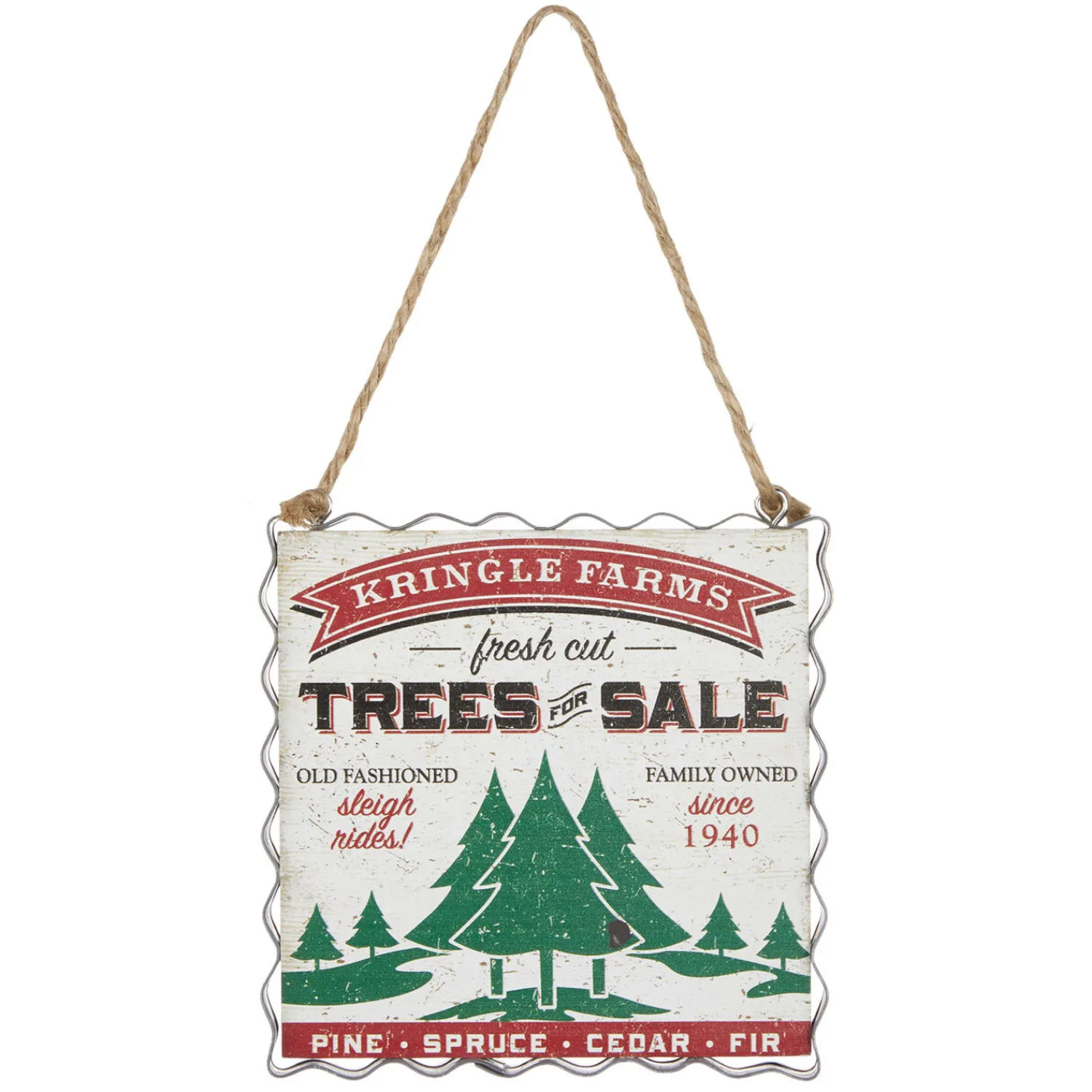 Outlet The Jolly Christmas Shop Raz 4.25" Kringle Farms Christmas Sign Ornament 4116157