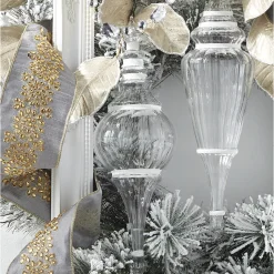 Hot The Jolly Christmas Shop Raz 15.5" Large Clear Finial With Glitter Glass Christmas Ornament 4224530