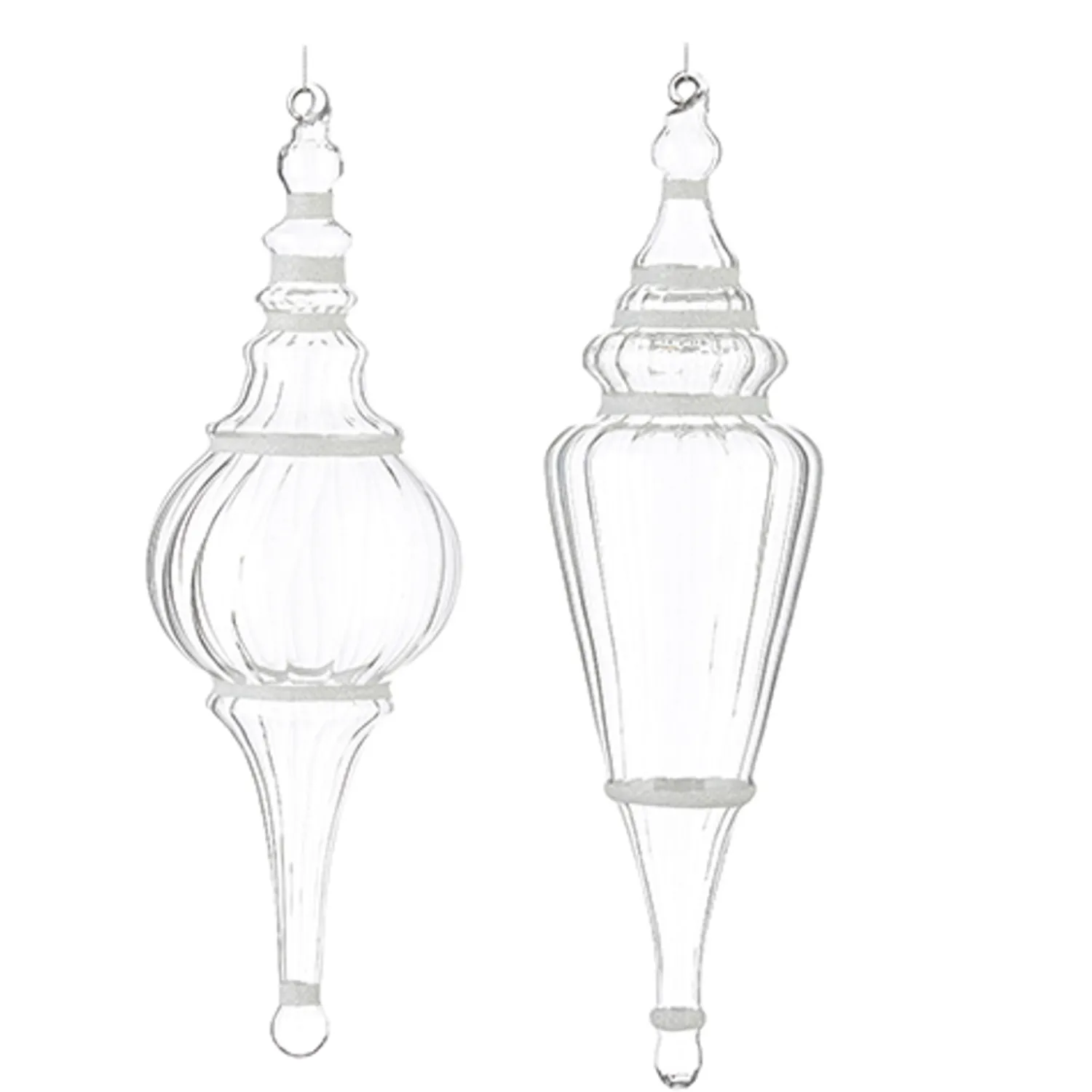 Hot The Jolly Christmas Shop Raz 15.5" Large Clear Finial With Glitter Glass Christmas Ornament 4224530