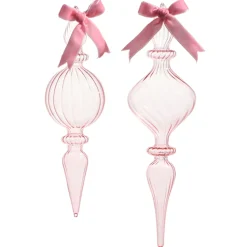 Sale The Jolly Christmas Shop Raz 11" Large Clear Pink Blown Glass Finial Christmas Ornament 4322852
