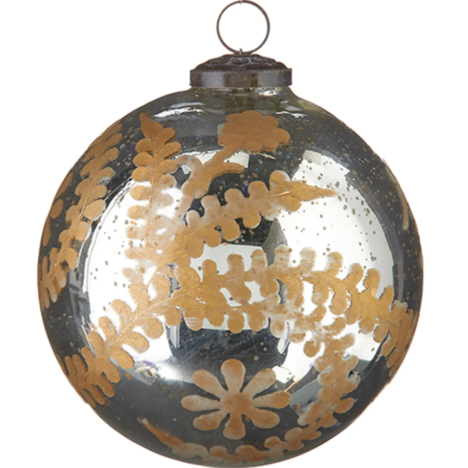 Best The Jolly Christmas Shop Raz 5" Large Etched Mercury Glass Ball Christmas Ornament 4200708