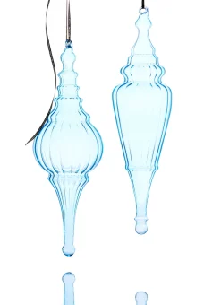Best The Jolly Christmas Shop Raz 15.5" Large Light Blue Finial Glass Christmas Ornament 4324620