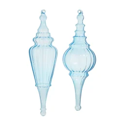 Best The Jolly Christmas Shop Raz 15.5" Large Light Blue Finial Glass Christmas Ornament 4324620