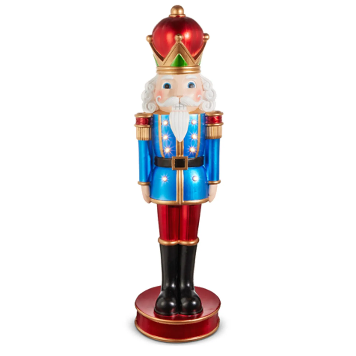 Sale The Jolly Christmas Shop Raz 35.5" Large Lighted Blue And Red Nutcracker Christmas Figure 4401661