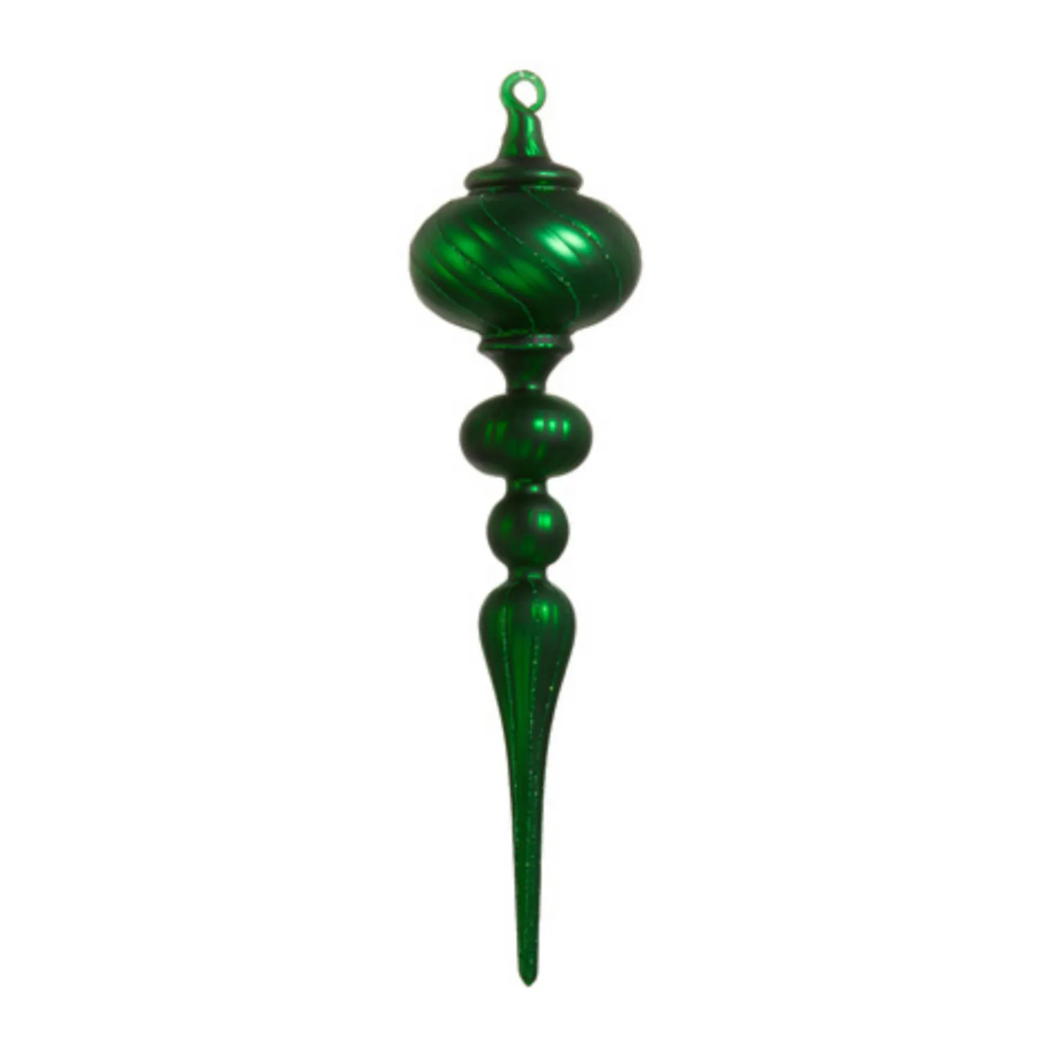 Hot The Jolly Christmas Shop Raz 13" Large Matte Green Glass Finial Christmas Ornament Set Of 2 4424682