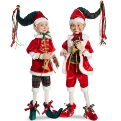 Best The Jolly Christmas Shop Raz 30" Large Plaid Posable Christmas Elf Figure 4302356