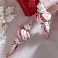 Online The Jolly Christmas Shop Raz 9.5" Large Red & White Peppermint Striped Finial Glass Christmas Ornament 4322832