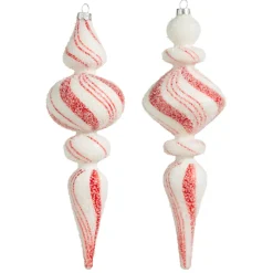 Online The Jolly Christmas Shop Raz 9.5" Large Red & White Peppermint Striped Finial Glass Christmas Ornament 4322832