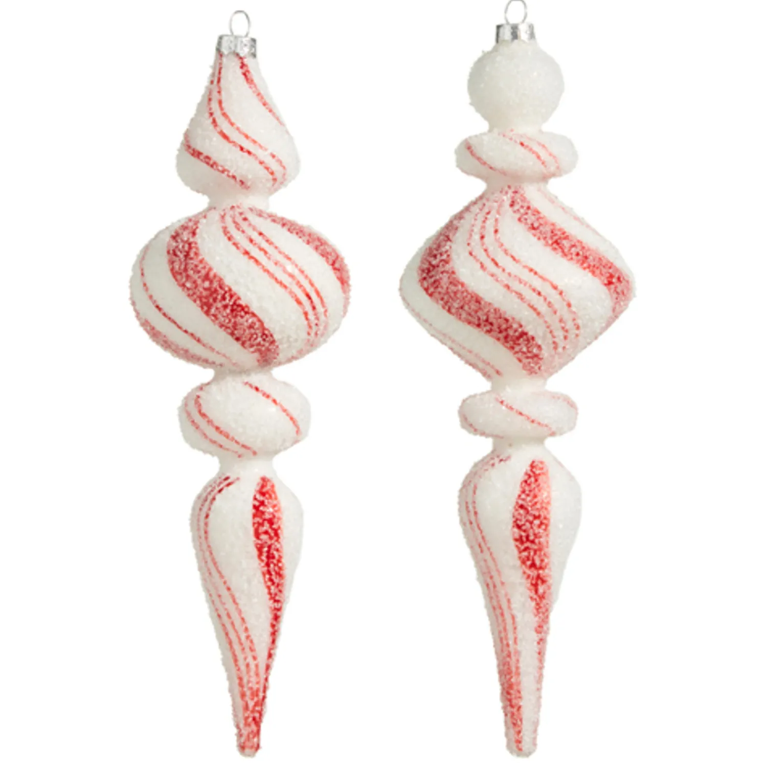 Online The Jolly Christmas Shop Raz 9.5" Large Red & White Peppermint Striped Finial Glass Christmas Ornament 4322832