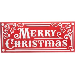 Sale The Jolly Christmas Shop Raz 27.75" Large Red Merry Christmas Embossed Metal Christmas Sign 4359006