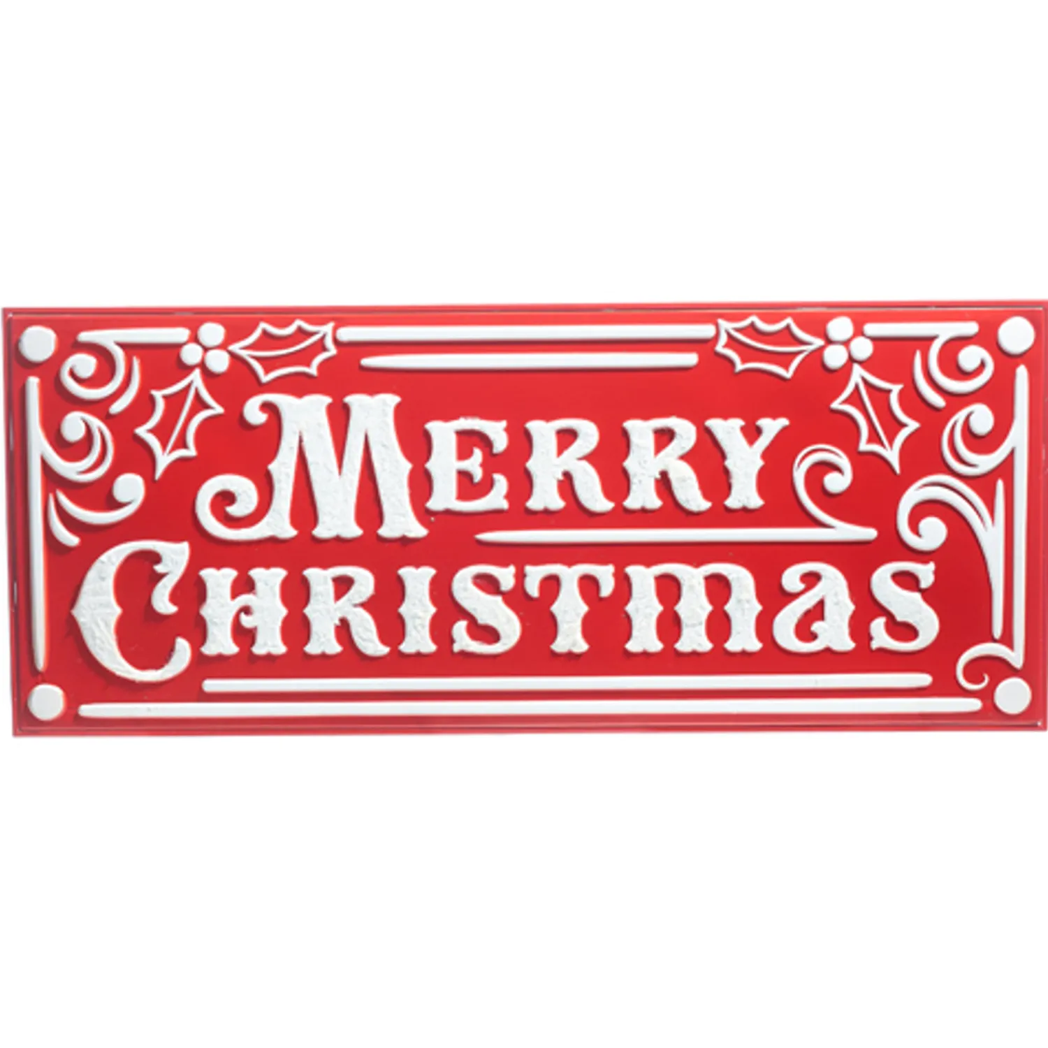 Sale The Jolly Christmas Shop Raz 27.75" Large Red Merry Christmas Embossed Metal Christmas Sign 4359006