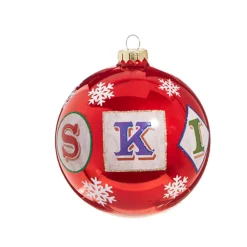Outlet The Jolly Christmas Shop Raz 5" Large SKI Glass Ball Christmas Ornament 4324516