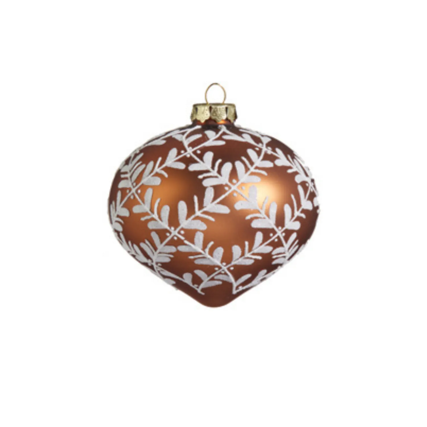 Online The Jolly Christmas Shop Raz 4" Leaf Pattern Brown Glass Christmas Ornament 4422870