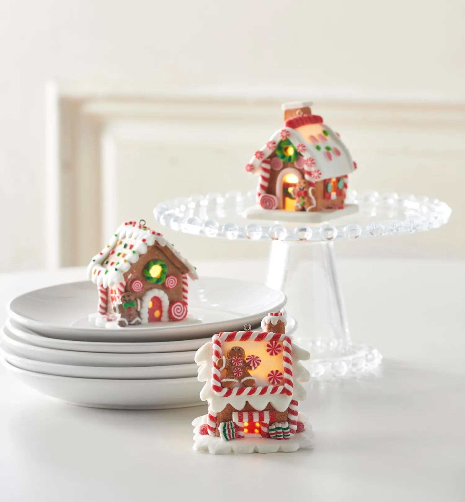 Discount The Jolly Christmas Shop Raz 3.25" LED Lighted Claydough Gingerbread House Christmas Ornament 3815534